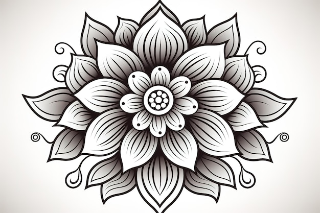 花のデザイン ベクトル ライン アート イラスト ロココ壁紙アール ヌーボー背景パターン