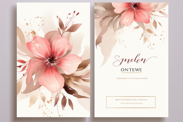 Floral design wedding card with flower