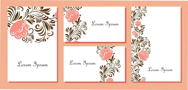 フォーク スタイルの結婚式招待状テンプレートの花の花のデザイン