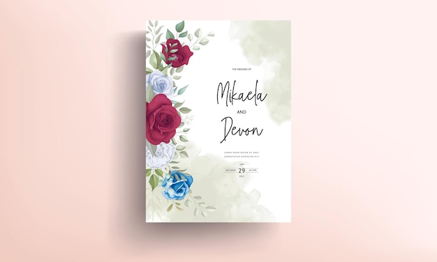 Floral design wedding invitation card with beautiful flower decoration