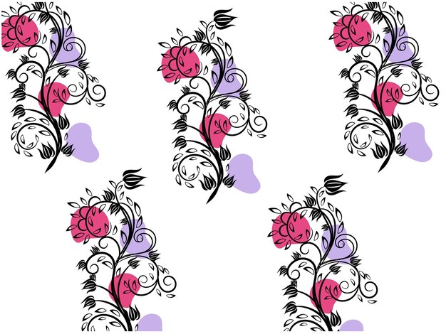 Vector a floral design with pink flowers and a purple background