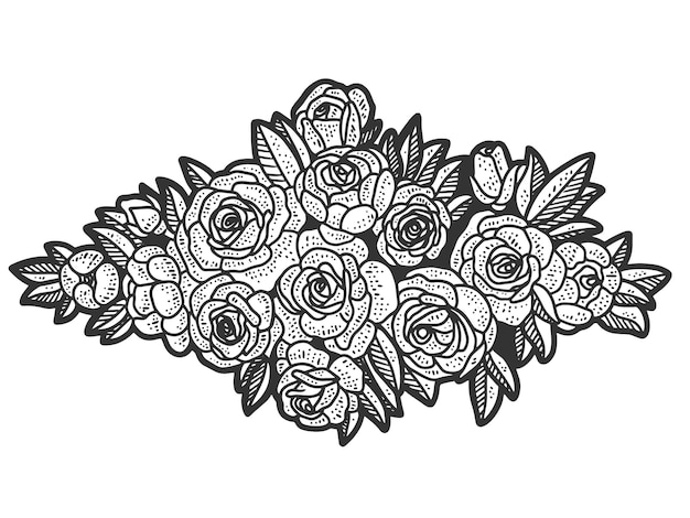 Floral design wreath sketch scratch board imitation black and white