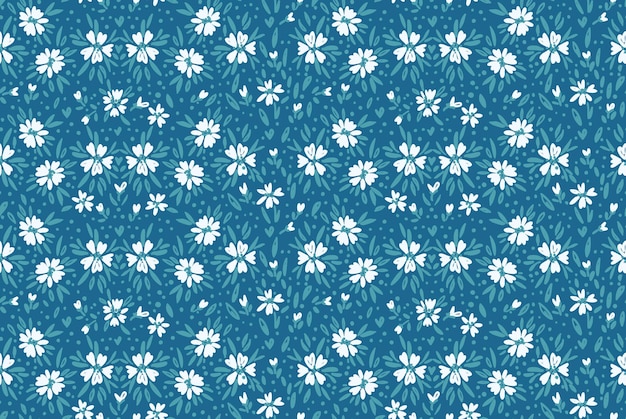 Floral ditsy daisy seamless pattern in millefleurs and liberty style Vintage tiny floral print