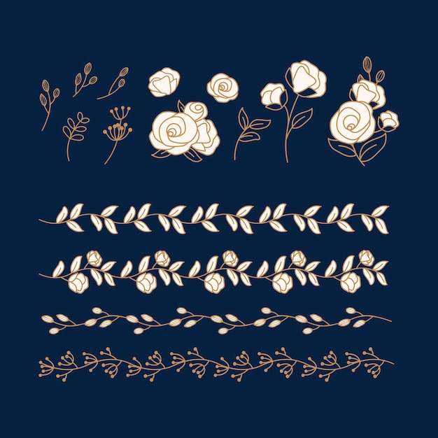 Vector floral doodle design collection vector