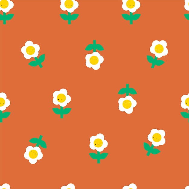 FLORAL DOODLE FACE REPEAT PRINT SEAMLESS PATTERN VECTOR