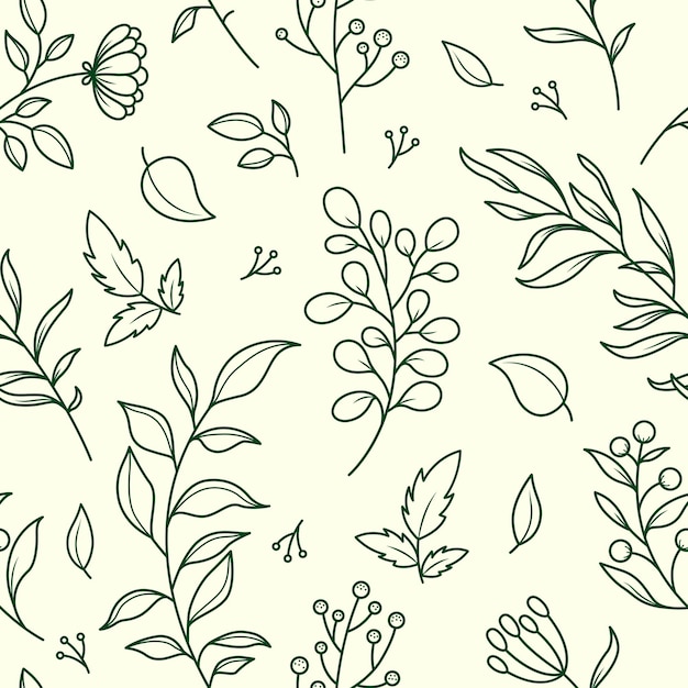 Vector floral doodle hand drawn seamless pattern background wallpaper