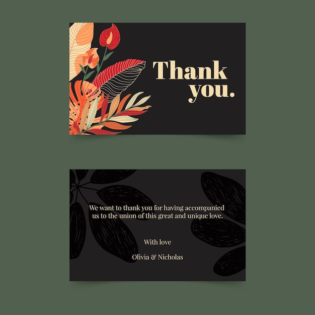 Vector floral double-sided horizontal business card