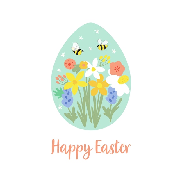 Vector floral easter egg decoratief element geïsoleerd op wit happy easter card voorjaarsvakantie vector illustratie