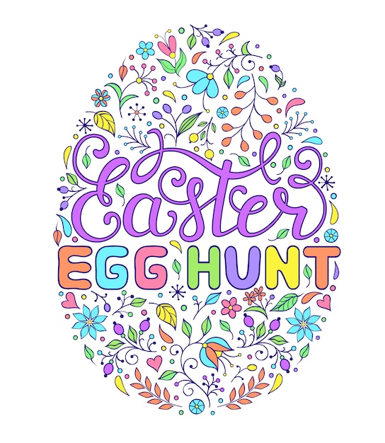 Vector floral easter egg with handwriting inscription