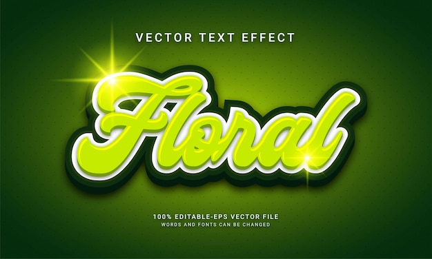 Цветочный редактируемый текстовый эффект с зеленой цветовой темой