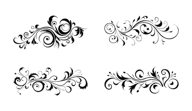 Vettore set calligrafico di eleganza floreale con scritte e grafica decorative ornate