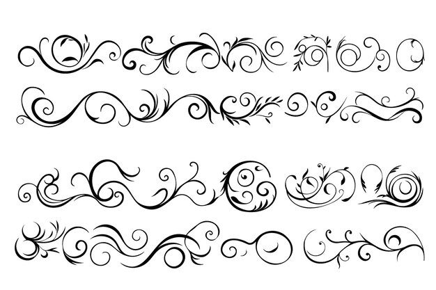 Vettore set calligrafico di eleganza floreale con scritte e grafica decorative ornate