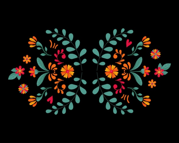 Vector floral elements on dark background