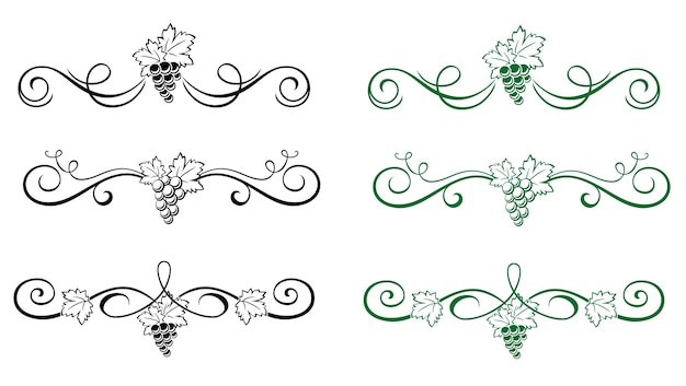 Vector floral elements with grape