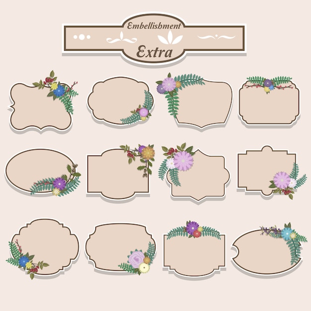 Floral embellishment labels collection