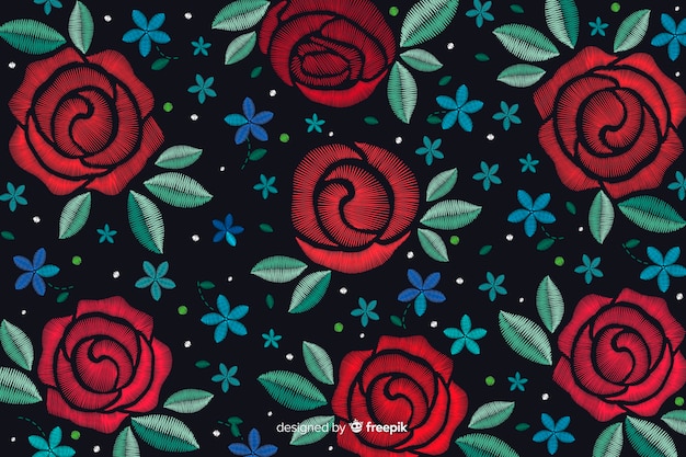 Vector floral embroidery background