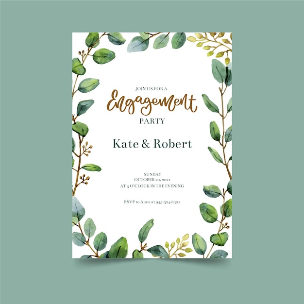 Floral engagement invitation template theme