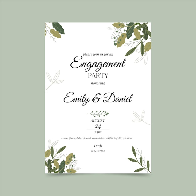 floral engagement invitation template