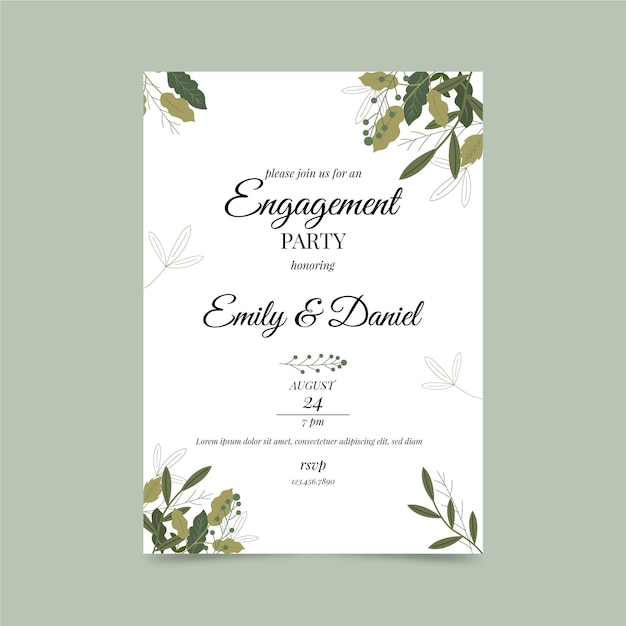 Floral engagement invitation template