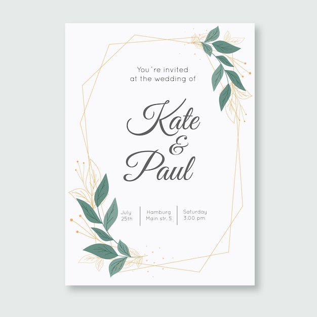 Vector floral engagement invitation template