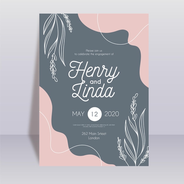 Vector floral engagement invitation template