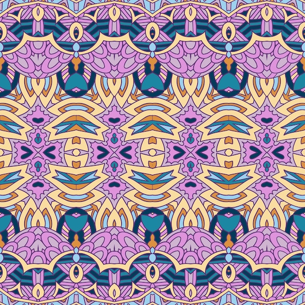 Цветочный этнический племенной праздничный образец. абстрактные геометрические красочные бесшовные мандала цветок-орнамент. мексиканский дизайн