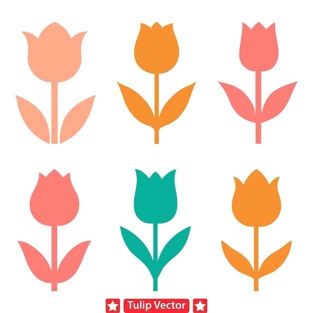 Vector floral flair enthralling tulip vector silhouette set