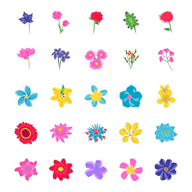 Floral flat vector icons