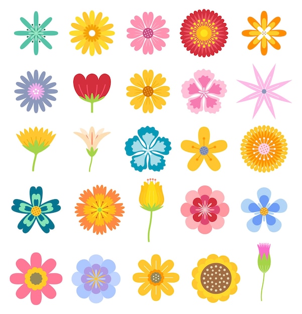 Floral flower elements colorful set