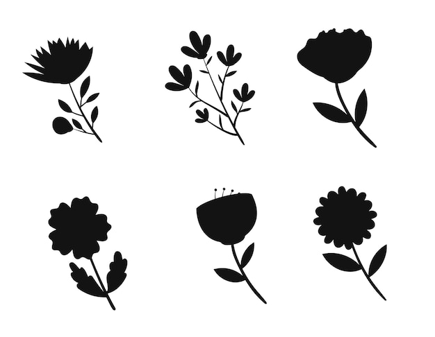 Floral flower isolated vector silhouettes