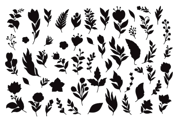 Floral Flower isolated Vectors Silhouettes