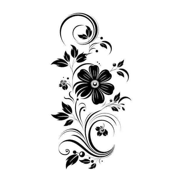 Vector floral flower silhouette vector illustration