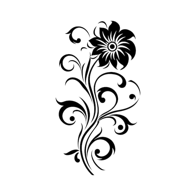 Vector floral flower silhouette vector illustration