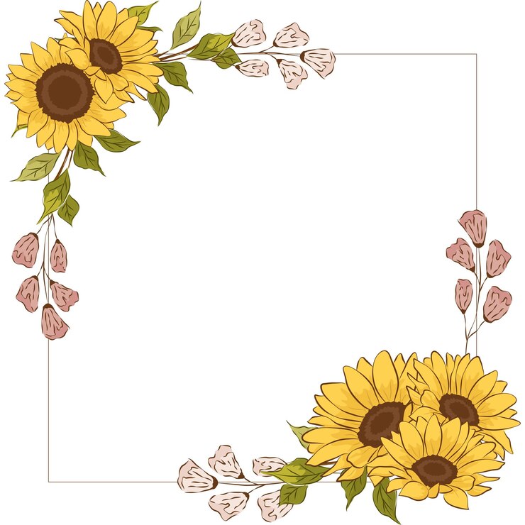 Vector 花の花 ひまわり フレーム枠 イラスト