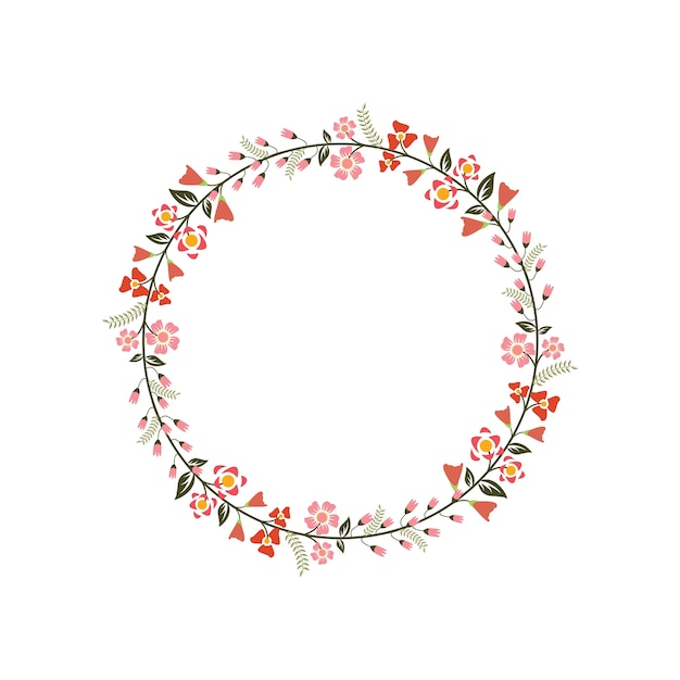 Floral flower wreath frame flat design illustration