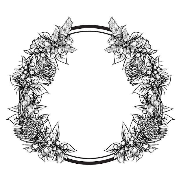 Floral Flower Wreath Hand drawn vector design