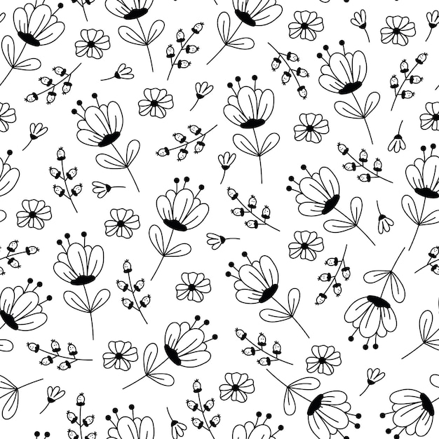 Vector floral flowers ornament seamless wrapping repeated pattern flat graphic design