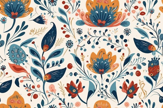 floral flowers summer retro ornament textile pattern