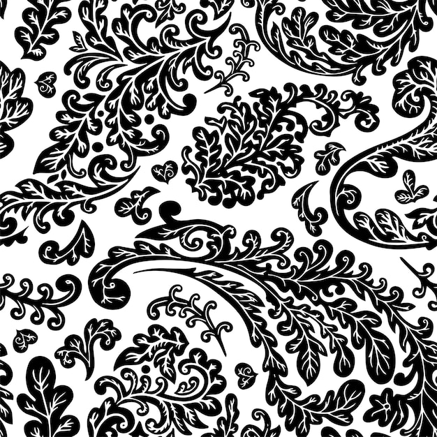 Floral foliage and leaves seamless pattern colorless flora