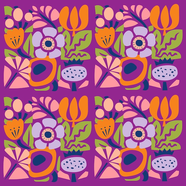 Floral folk seamless pattern Design element for congratulation card Unique artwork for your design