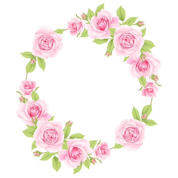 floral frame achtergrond met roze rozen