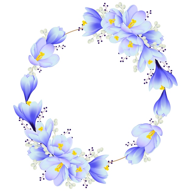 Vector floral frame background with crocus flowers