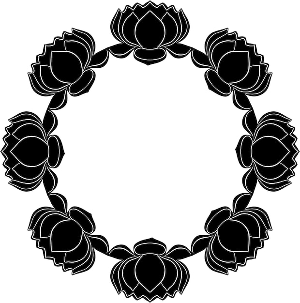 floral frame black design vector