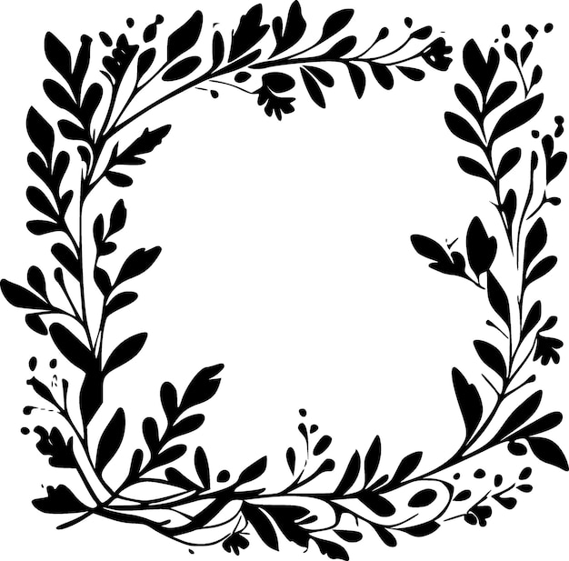 Floral Frame Black and White Isolated Icon Vector illustration