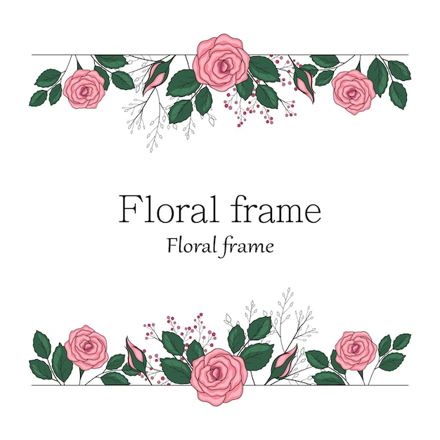 Floral frame and border with roses