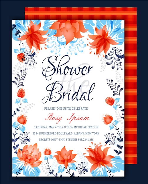 Floral frame bruids douche uitnodiging of weedding-kaart