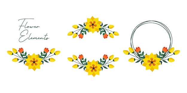 Floral frame collectie Set van frame cirkel bloem Bruiloft of uitnodiging bloem concept