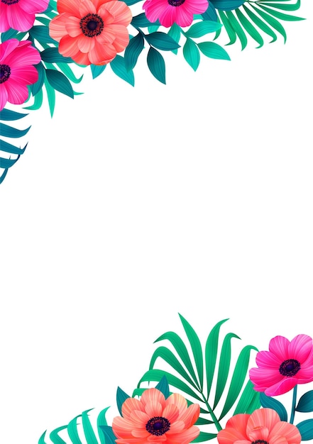 Vector floral frame corner trendy tropical design