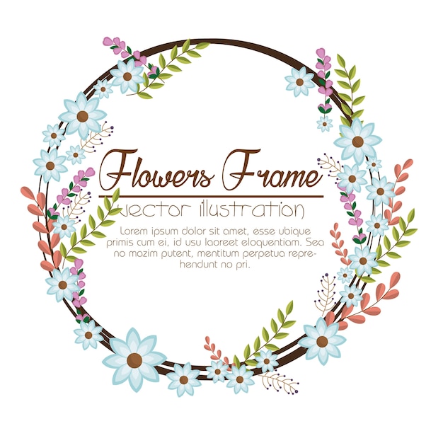 Floral frame decorative icon