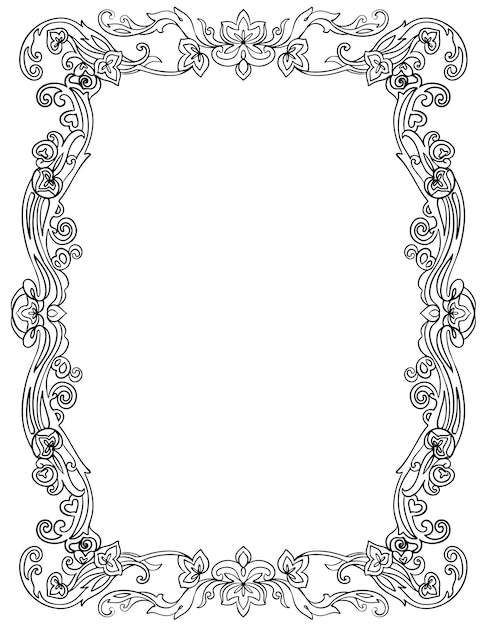 Floral frame elegant zwart-wit vector patroon